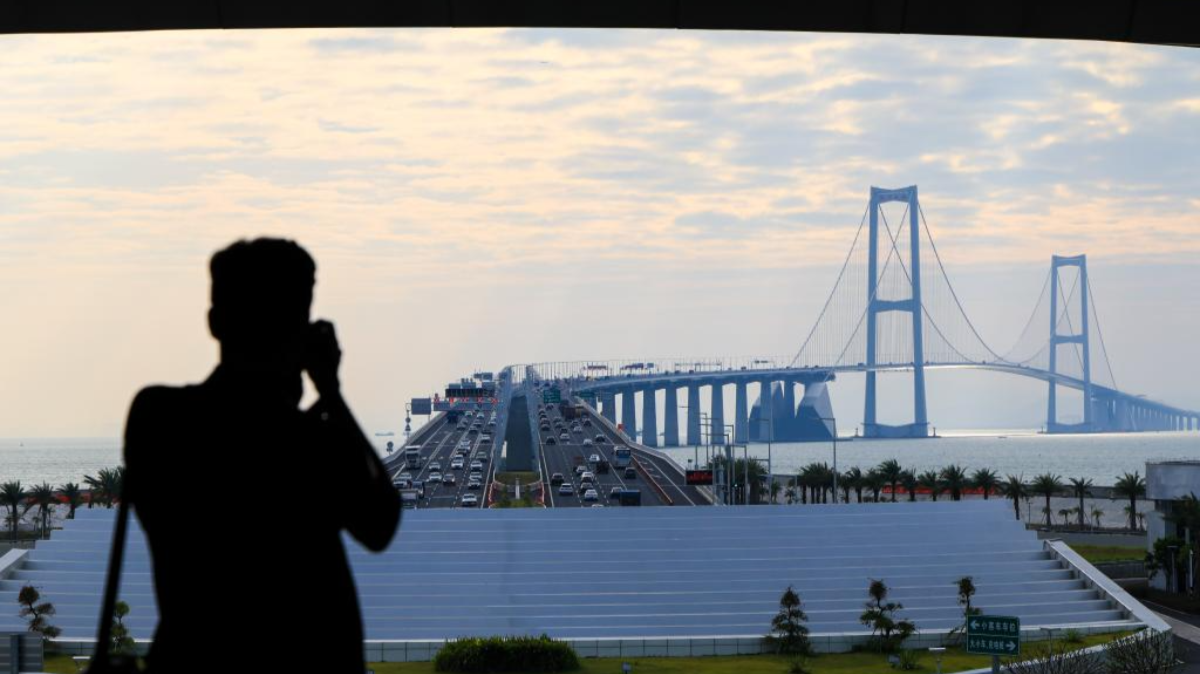 West artificial island of Shenzhen-Zhongshan Link starts trial operation for tourism in China's Guangdong
